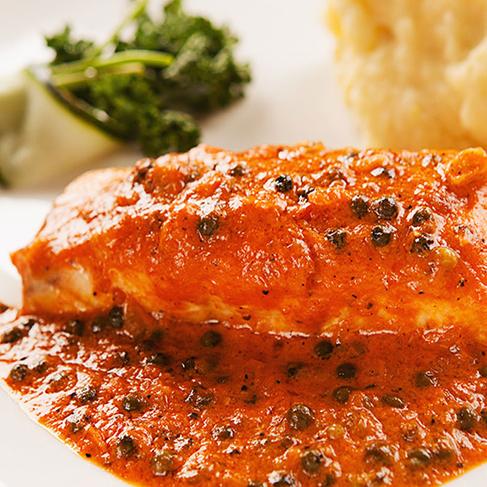 Salmone al pepe verde