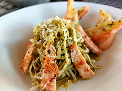 Grilled Chicken on Pesto Cream Sauce